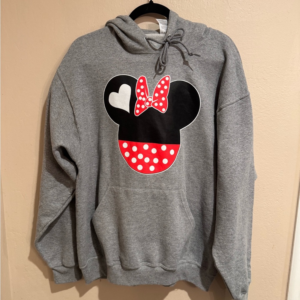 Jerzees Minnie Mouse Gray Hoodie  Design with front pocket